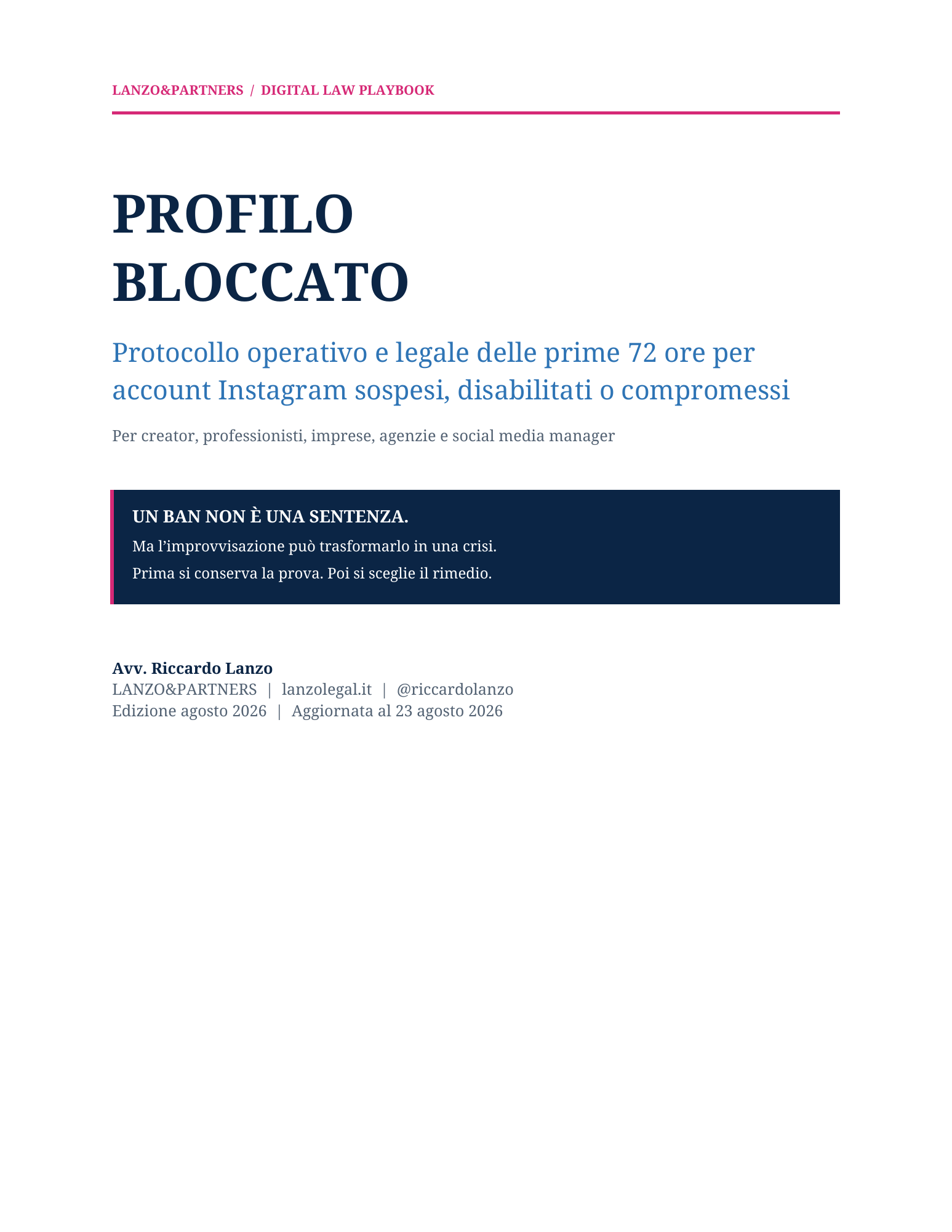 Copertina della guida Profilo Bloccato